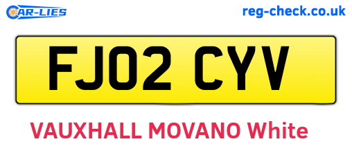 FJ02CYV are the vehicle registration plates.