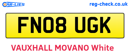 FN08UGK are the vehicle registration plates.