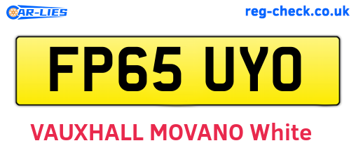 FP65UYO are the vehicle registration plates.