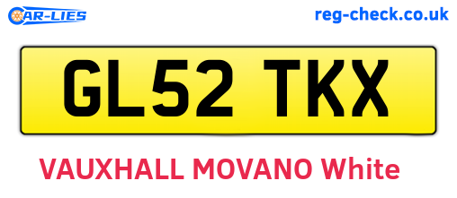 GL52TKX are the vehicle registration plates.