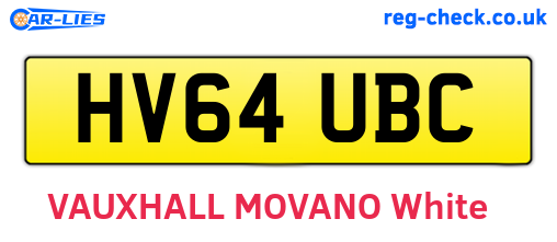 HV64UBC are the vehicle registration plates.