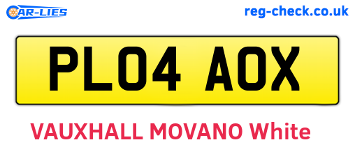 PL04AOX are the vehicle registration plates.