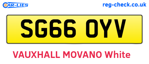 SG66OYV are the vehicle registration plates.