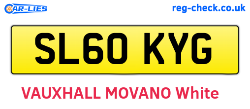 SL60KYG are the vehicle registration plates.