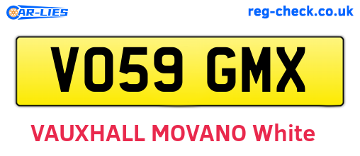VO59GMX are the vehicle registration plates.