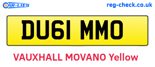 DU61MMO are the vehicle registration plates.