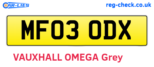 MF03ODX are the vehicle registration plates.