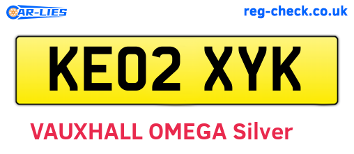 KE02XYK are the vehicle registration plates.