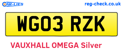 WG03RZK are the vehicle registration plates.