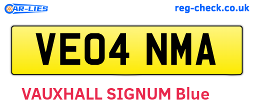 VE04NMA are the vehicle registration plates.