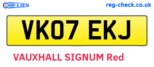 VK07EKJ are the vehicle registration plates.