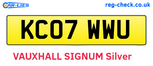 KC07WWU are the vehicle registration plates.