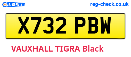 X732PBW are the vehicle registration plates.