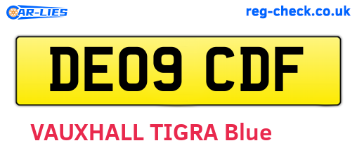 DE09CDF are the vehicle registration plates.