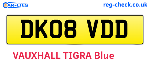 DK08VDD are the vehicle registration plates.