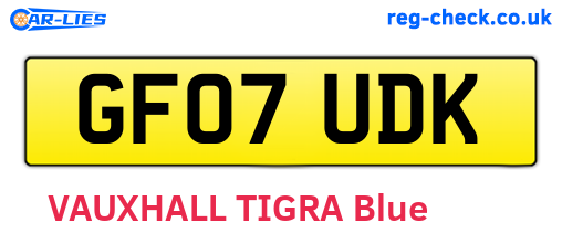 GF07UDK are the vehicle registration plates.