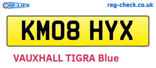 KM08HYX are the vehicle registration plates.