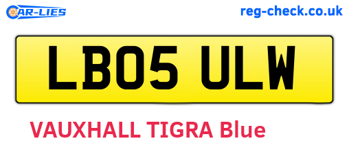 LB05ULW are the vehicle registration plates.