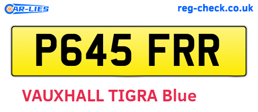 P645FRR are the vehicle registration plates.
