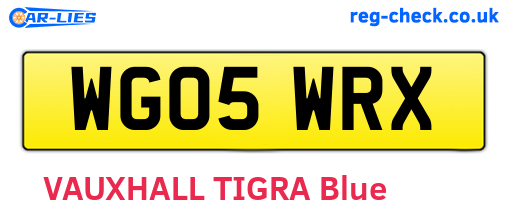 WG05WRX are the vehicle registration plates.