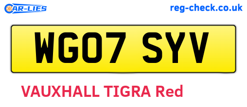 WG07SYV are the vehicle registration plates.