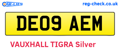 DE09AEM are the vehicle registration plates.
