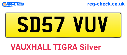 SD57VUV are the vehicle registration plates.