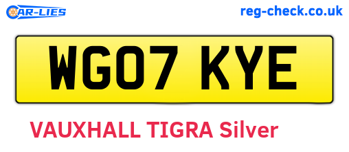 WG07KYE are the vehicle registration plates.