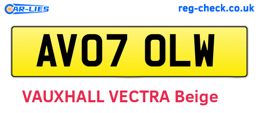 AV07OLW are the vehicle registration plates.