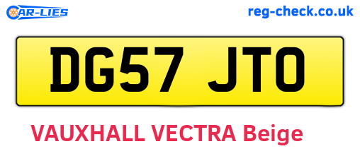 DG57JTO are the vehicle registration plates.