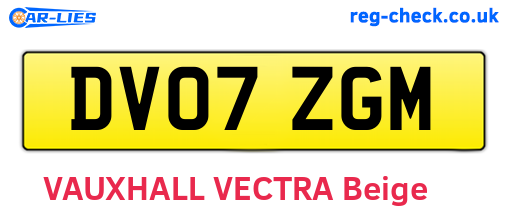DV07ZGM are the vehicle registration plates.
