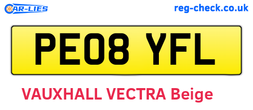 PE08YFL are the vehicle registration plates.
