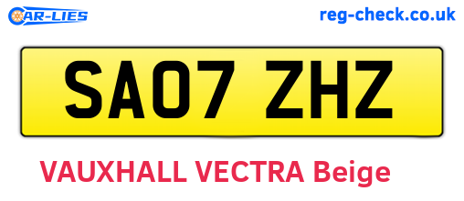 SA07ZHZ are the vehicle registration plates.