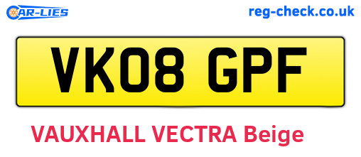 VK08GPF are the vehicle registration plates.