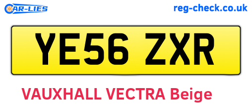 YE56ZXR are the vehicle registration plates.