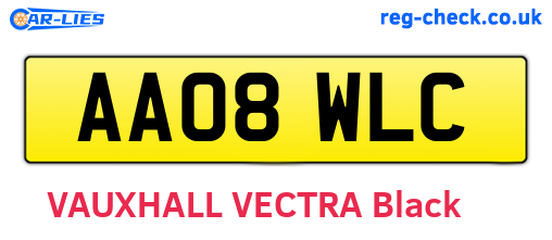 AA08WLC are the vehicle registration plates.