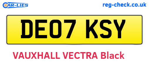 DE07KSY are the vehicle registration plates.