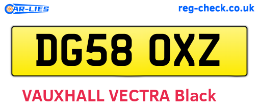 DG58OXZ are the vehicle registration plates.