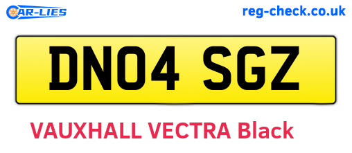 DN04SGZ are the vehicle registration plates.