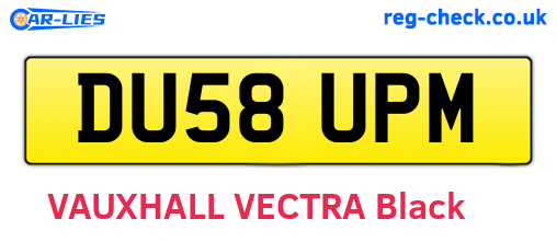 DU58UPM are the vehicle registration plates.