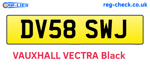 DV58SWJ are the vehicle registration plates.