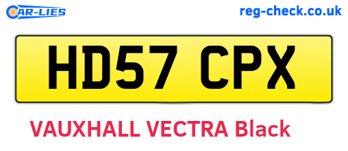 HD57CPX are the vehicle registration plates.