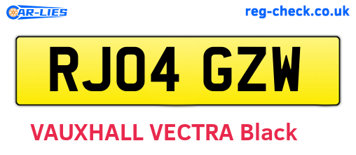 RJ04GZW are the vehicle registration plates.