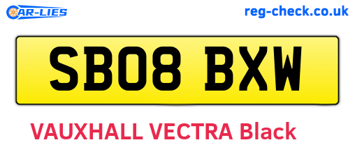 SB08BXW are the vehicle registration plates.