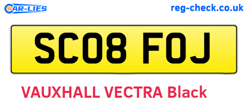 SC08FOJ are the vehicle registration plates.