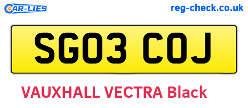 SG03COJ are the vehicle registration plates.