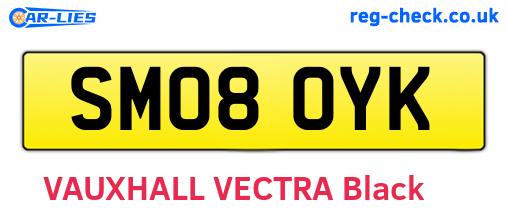 SM08OYK are the vehicle registration plates.