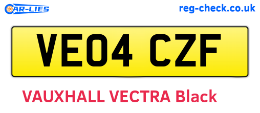 VE04CZF are the vehicle registration plates.