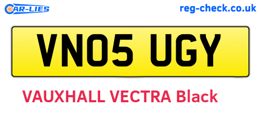 VN05UGY are the vehicle registration plates.