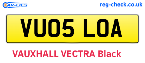 VU05LOA are the vehicle registration plates.